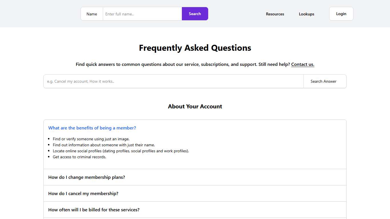 FAQs - Frequently Asked Questions People Search - SocialCatfish.com